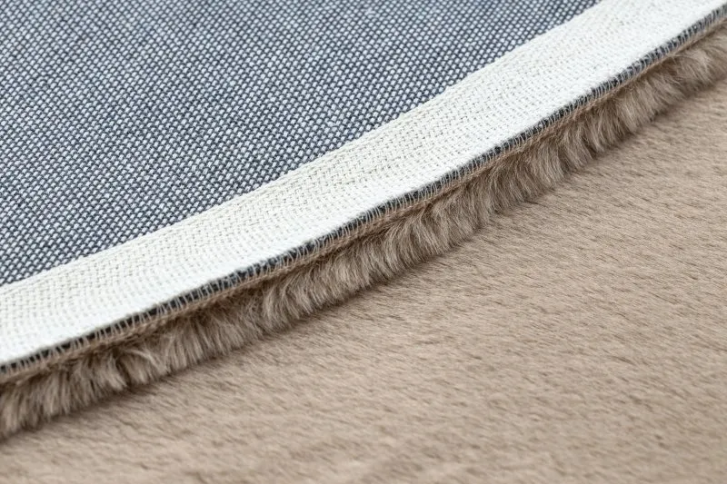 Teppich BUNNY Kreis taupe beige IMITATION VON KANINCHENPELZ