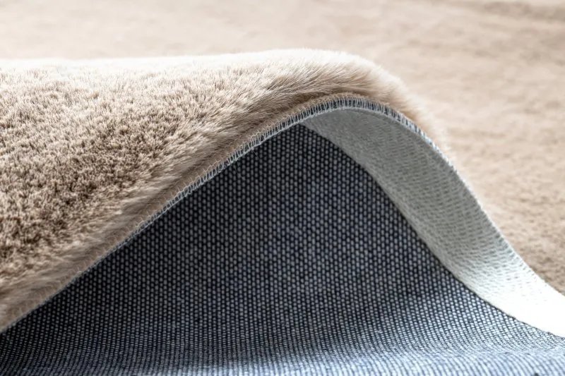 Teppich BUNNY Kreis taupe beige IMITATION VON KANINCHENPELZ