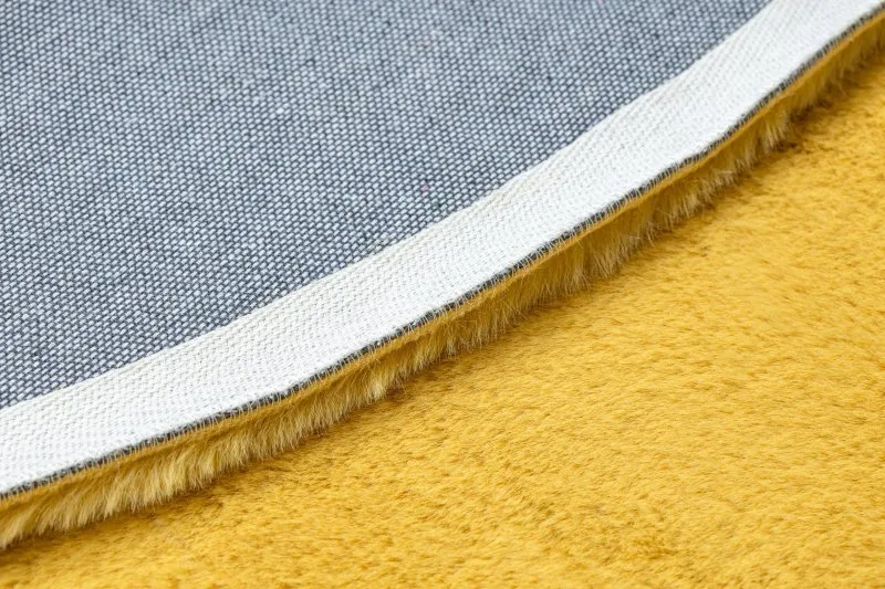 Teppich BUNNY Kreis gold IMITATION VON KANINCHENPELZ