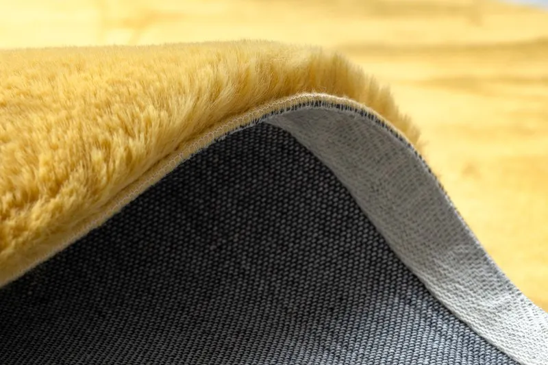 Teppich BUNNY Kreis gold IMITATION VON KANINCHENPELZ