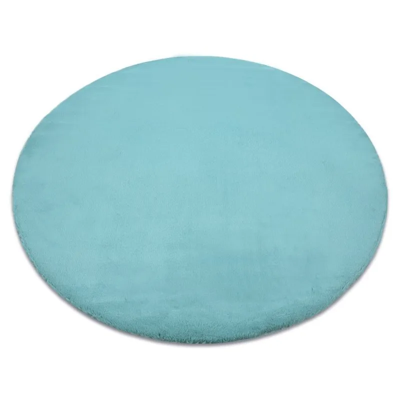 Teppich BUNNY Kreis aqua blau IMITATION VON KANINCHENPELZ