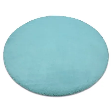 Teppich BUNNY Kreis aqua blau IMITATION VON KANINCHENPELZ