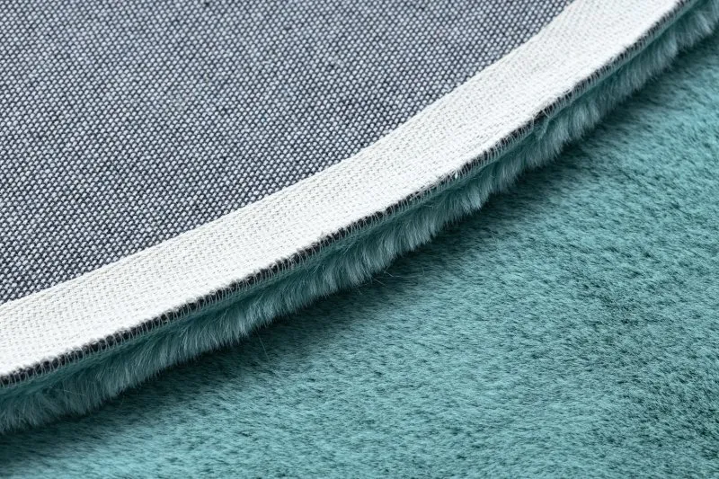 Teppich BUNNY Kreis aqua blau IMITATION VON KANINCHENPELZ