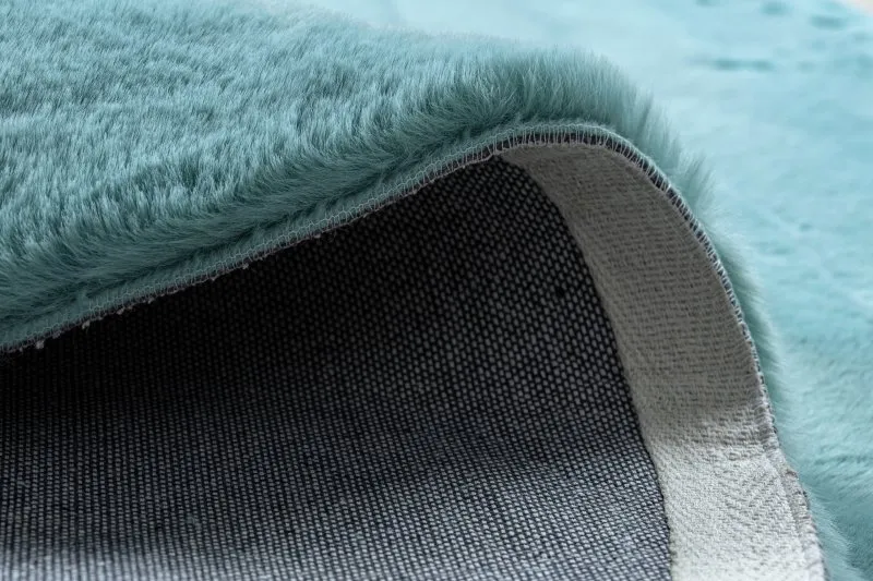 Teppich BUNNY Kreis aqua blau IMITATION VON KANINCHENPELZ