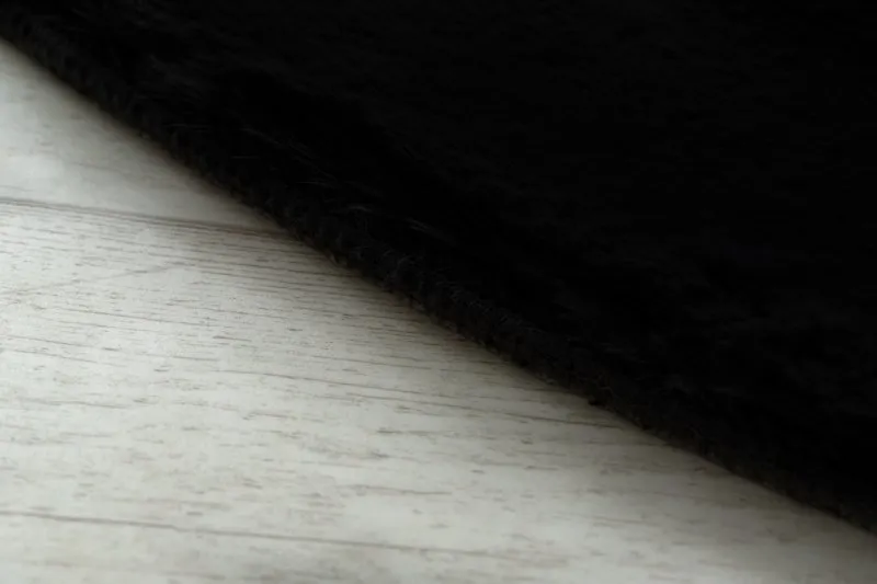 Teppich BUNNY Kreis schwarz IMITATION VON KANINCHENPELZ