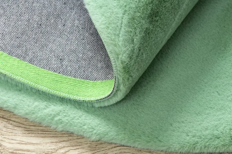 Teppich BUNNY Kreis grün IMITATION VON KANINCHENPELZ