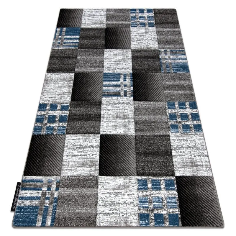 Teppich ALTER Siena Quadrate Gitter blau