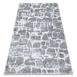 Modern MEFE Teppich Pflasterung Backstein - Strukturell zwei Ebenen aus Vlies dunkelgrau