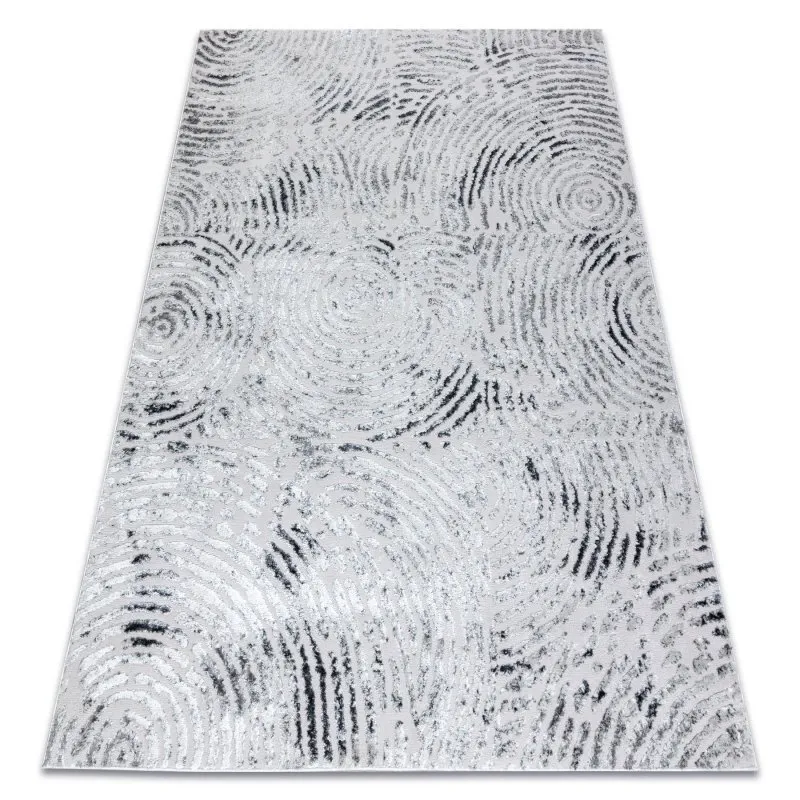 Modern MEFE Teppich 8725 Kreise Fingerabdruck - Strukturell zwei Ebenen aus Vlies grau