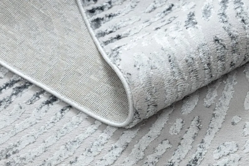 Modern MEFE Teppich 8725 Kreise Fingerabdruck - Strukturell zwei Ebenen aus Vlies grau