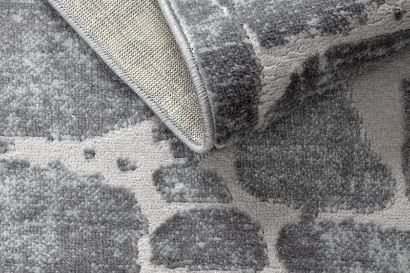 Modern MEFE Teppich Kreis 6184 Pflasterung Backstein - Strukturell zwei Ebenen aus Vlies dunkelgrau