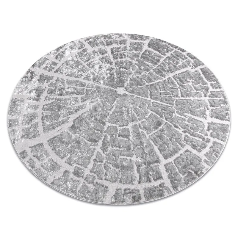 Modern MEFE Teppich Kreis 6185 Baum Holz - Strukturell zwei Ebenen aus Vlies grau