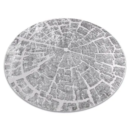 Modern MEFE Teppich Kreis 6185 Baum Holz - Strukturell zwei Ebenen aus Vlies grau