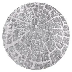 Modern MEFE Teppich Kreis 6185 Baum Holz - Strukturell zwei Ebenen aus Vlies grau