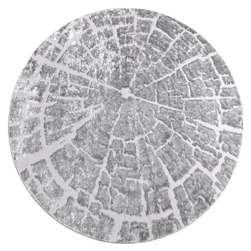 Modern MEFE Teppich Kreis 6185 Baum Holz - Strukturell zwei Ebenen aus Vlies grau