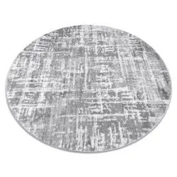 Modern MEFE Teppich Kreis Linien vintage - Strukturell zwei Ebenen aus Vlies grau / weiß