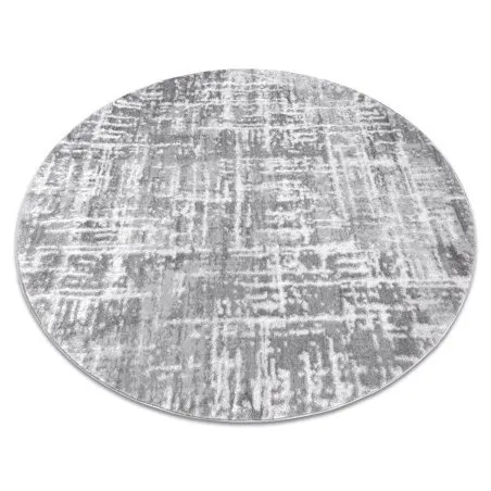 Modern MEFE Teppich Kreis 8722 Linien vintage - Strukturell zwei Ebenen aus Vlies grau / weiß