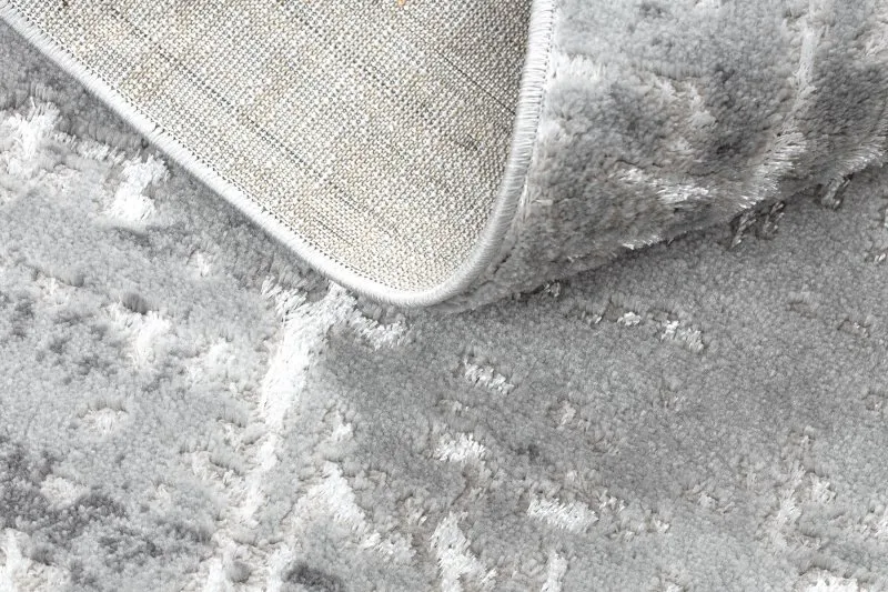 Modern MEFE Teppich Kreis 8722 Linien vintage - Strukturell zwei Ebenen aus Vlies grau / weiß