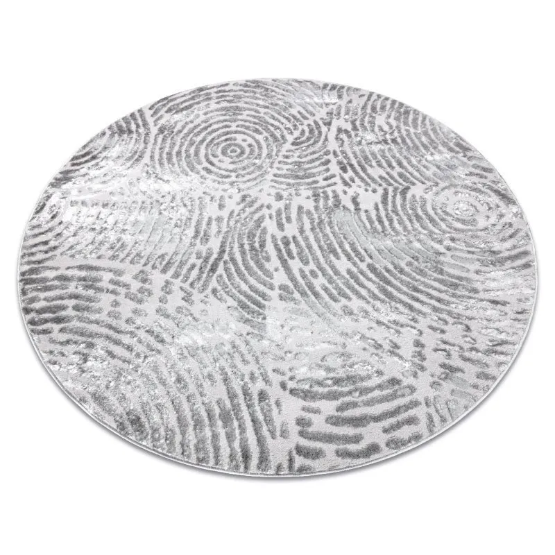 Modern MEFE Teppich Kreis 8725 Kreise Fingerabdruck - Strukturell zwei Ebenen aus Vlies grau