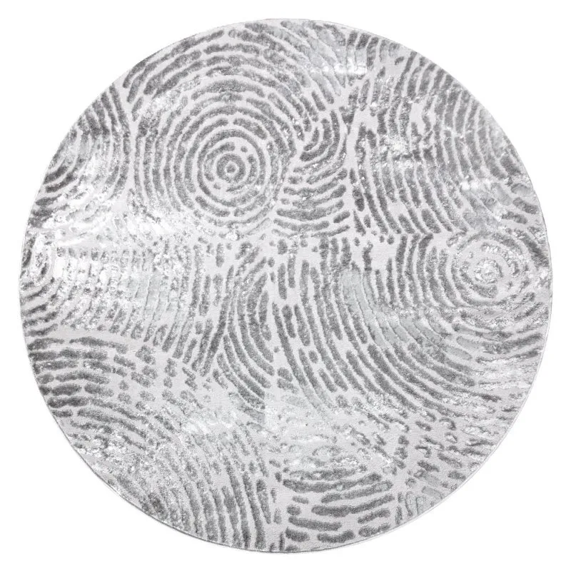 Modern MEFE Teppich Kreis 8725 Kreise Fingerabdruck - Strukturell zwei Ebenen aus Vlies grau