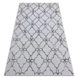Modern MEFE Teppich Trellis, Gitter, Blumen - Strukturell zwei Ebenen aus Vlies dunkelgrau