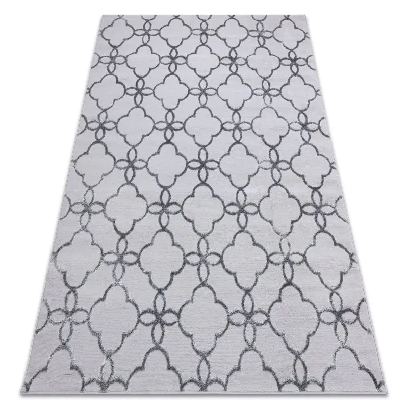 Modern MEFE Teppich 8504 Trellis, Gitter, Blumen - Strukturell zwei Ebenen aus Vlies dunkelgrau