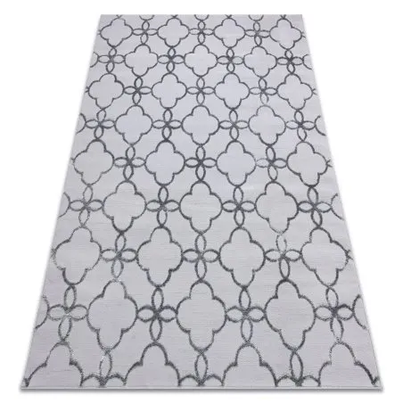 Modern MEFE Teppich 8504 Trellis, Gitter, Blumen - Strukturell zwei Ebenen aus Vlies dunkelgrau