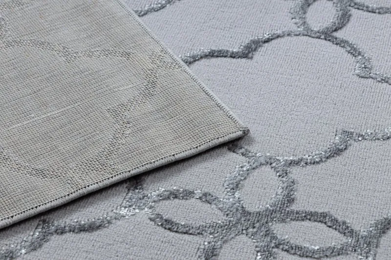 Modern MEFE Teppich 8504 Trellis, Gitter, Blumen - Strukturell zwei Ebenen aus Vlies dunkelgrau