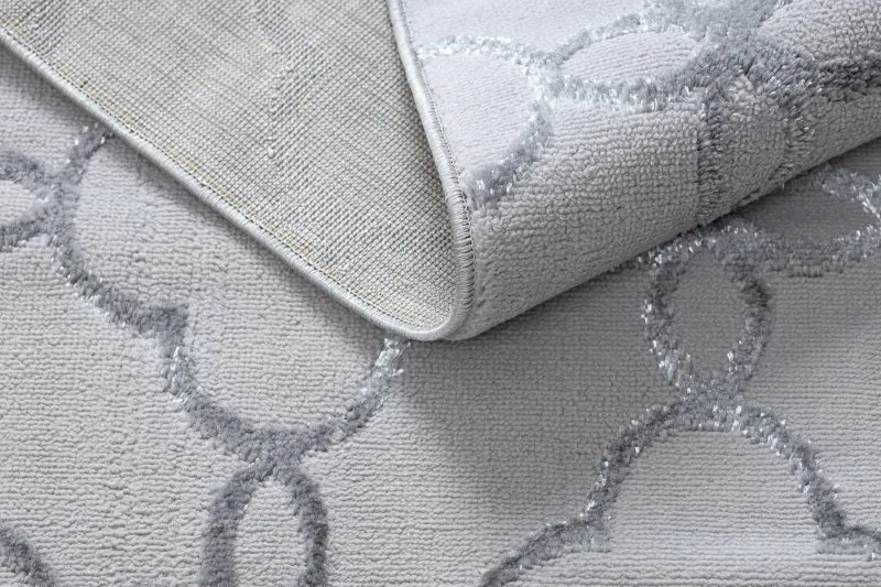 Modern MEFE Teppich 8504 Trellis, Gitter, Blumen - Strukturell zwei Ebenen aus Vlies dunkelgrau