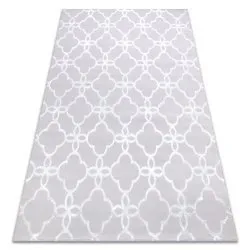 Modern MEFE Teppich Trellis, Gitter, Blumen - Strukturell zwei Ebenen aus Vlies grau / weiß