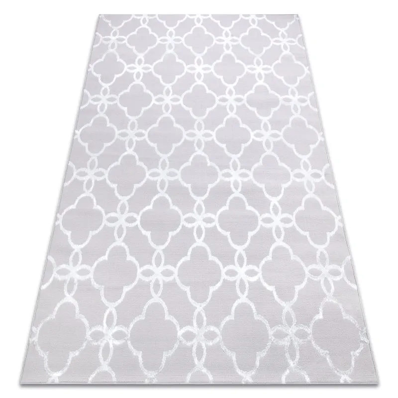 Modern MEFE Teppich 8504 Trellis, Gitter, Blumen - Strukturell zwei Ebenen aus Vlies grau / weiß