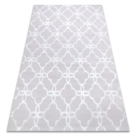 Modern MEFE Teppich 8504 Trellis, Gitter, Blumen - Strukturell zwei Ebenen aus Vlies grau / weiß