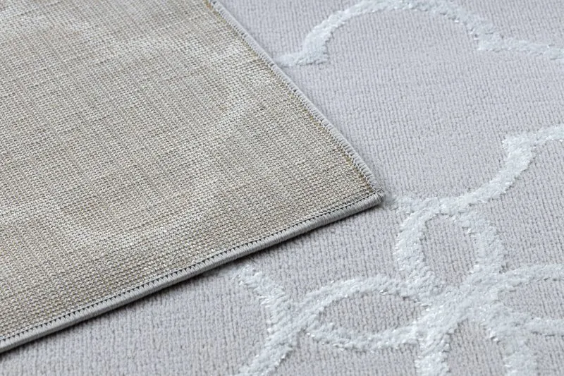 Modern MEFE Teppich 8504 Trellis, Gitter, Blumen - Strukturell zwei Ebenen aus Vlies grau / weiß