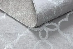 Modern MEFE Teppich 8504 Trellis, Gitter, Blumen - Strukturell zwei Ebenen aus Vlies grau / weiß