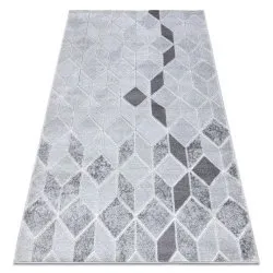 Modern MEFE Teppich Würfel, geometrisch 3D - Strukturell zwei Ebenen aus Vlies grau