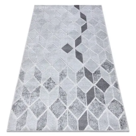 Modern MEFE Teppich B400 Würfel, geometrisch 3D - Strukturell zwei Ebenen aus Vlies grau