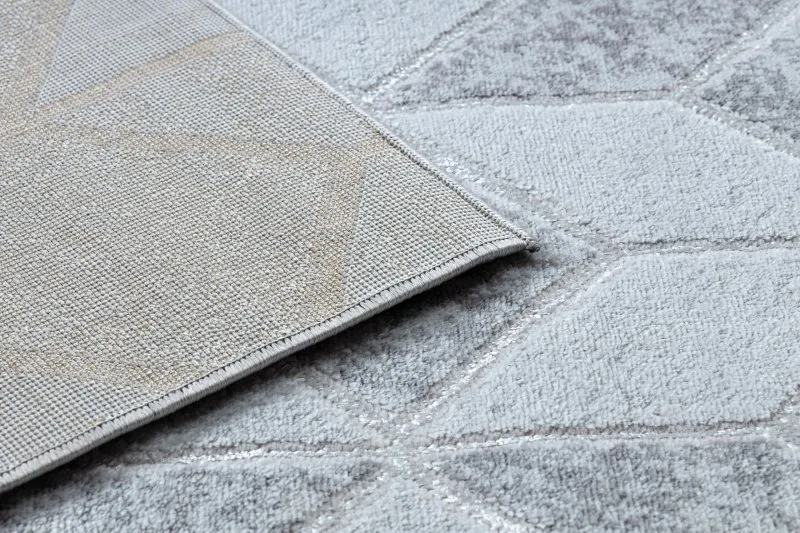 Modern MEFE Teppich B400 Würfel, geometrisch 3D - Strukturell zwei Ebenen aus Vlies grau