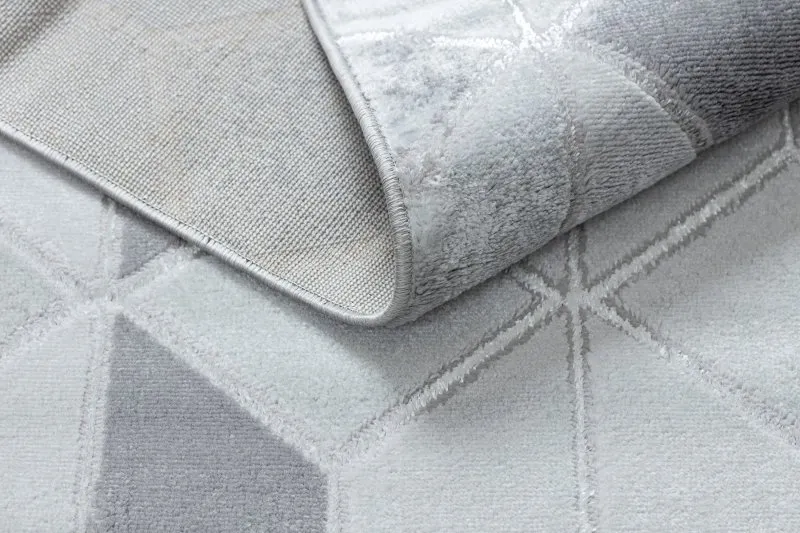 Modern MEFE Teppich B400 Würfel, geometrisch 3D - Strukturell zwei Ebenen aus Vlies grau
