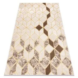 Modern MEFE Teppich Würfel, geometrisch 3D - Strukturell zwei Ebenen aus Vlies creme / beige