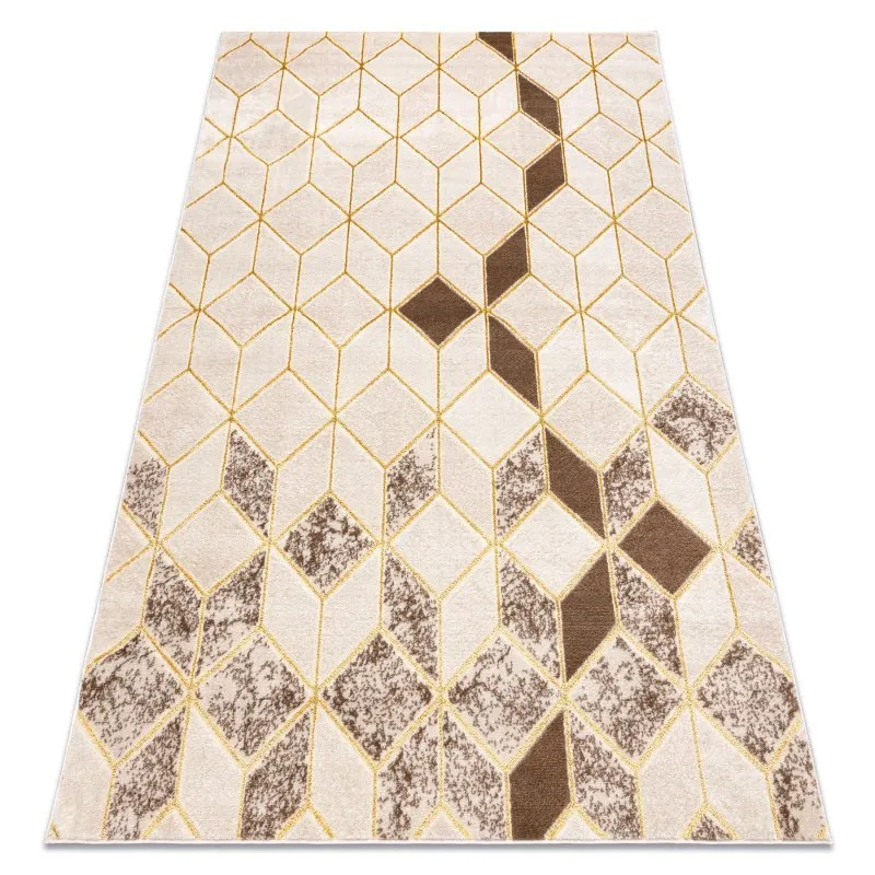Modern MEFE Teppich B400 Würfel, geometrisch 3D - Strukturell zwei Ebenen aus Vlies creme / beige