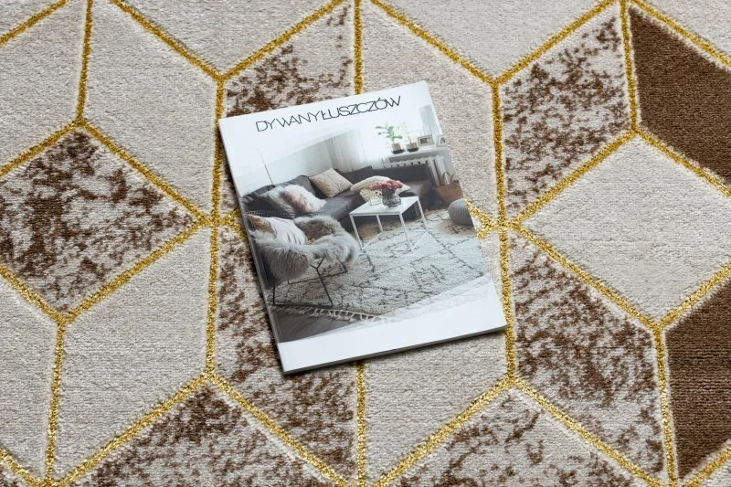 Modern MEFE Teppich B400 Würfel, geometrisch 3D - Strukturell zwei Ebenen aus Vlies creme / beige