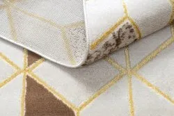 Modern MEFE Teppich B400 Würfel, geometrisch 3D - Strukturell zwei Ebenen aus Vlies creme / beige