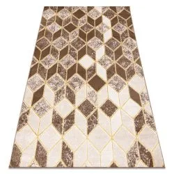 Modern MEFE Teppich Würfel, geometrisch 3D - Strukturell zwei Ebenen aus Vlies dunkelbeige
