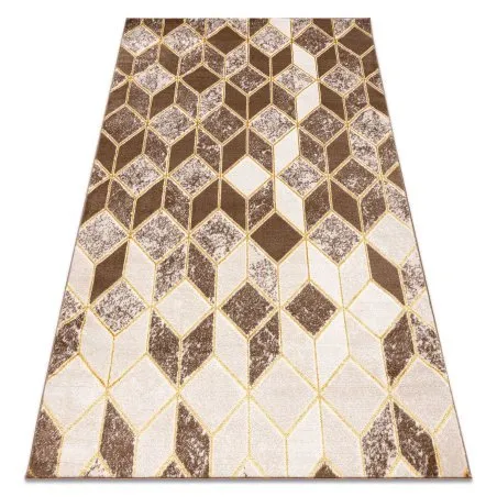 Modern MEFE Teppich B400 Würfel, geometrisch 3D - Strukturell zwei Ebenen aus Vlies dunkelbeige