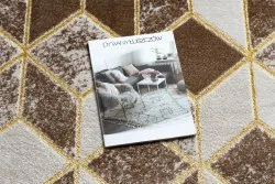 Modern MEFE Teppich B400 Würfel, geometrisch 3D - Strukturell zwei Ebenen aus Vlies dunkelbeige