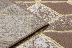Modern MEFE Teppich B400 Würfel, geometrisch 3D - Strukturell zwei Ebenen aus Vlies dunkelbeige