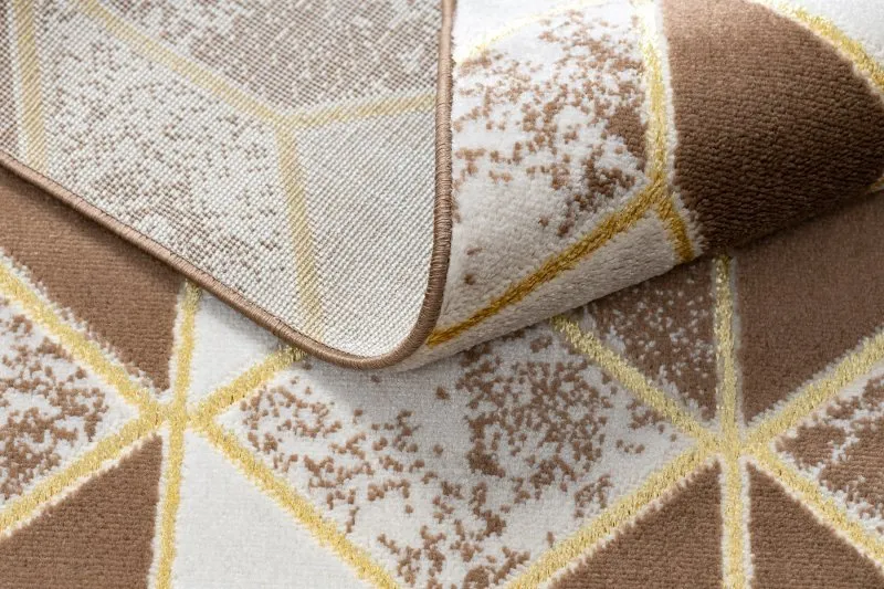 Modern MEFE Teppich B400 Würfel, geometrisch 3D - Strukturell zwei Ebenen aus Vlies dunkelbeige