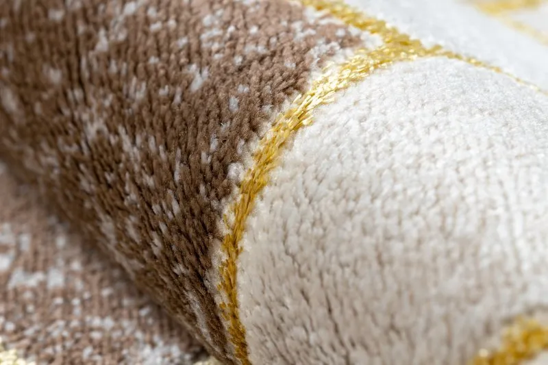 Modern MEFE Teppich B400 Würfel, geometrisch 3D - Strukturell zwei Ebenen aus Vlies dunkelbeige