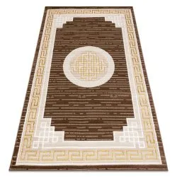 Modern MEFE Teppich Rahmen, griechischer Schlüssel - Strukturell zwei Ebenen aus Vlies beige / braun