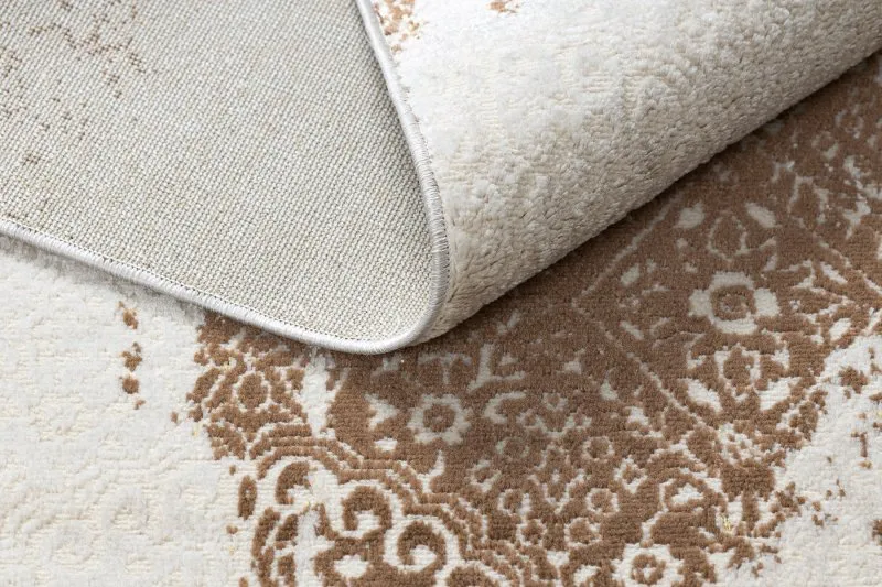 Modern MEFE Teppich 8731 Rosette vintage - Strukturell zwei Ebenen aus Vlies beige